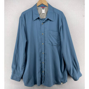 THE NORTH FACE Shirt Mens 2XL Twill Performance Button Up Fishing Hiking Blue